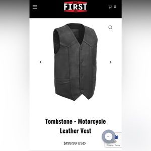 FMC black tombstone 100% leather biker/motorcycle vest big mens size 52